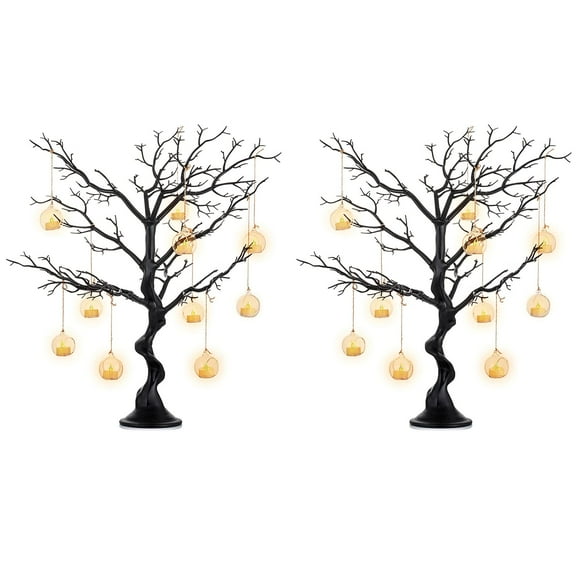 Árbol de manzanita artificial NUPTIO negro de 76 cm de altura (2 unidades)