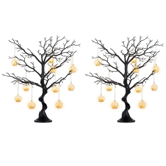Árbol de manzanita artificial NUPTIO negro de 76 cm de altura (2 unidades)