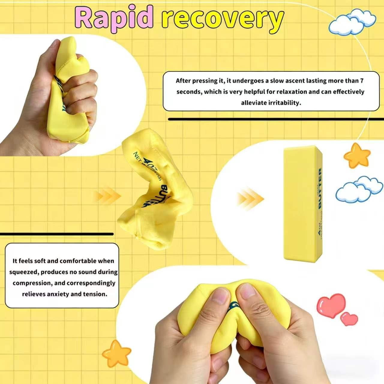 Under 5 Dollars! Butter Squish Toys, 1 Pack Taba Squish Toys, Stress Balls, Squeeze Squishies Toys Gifts