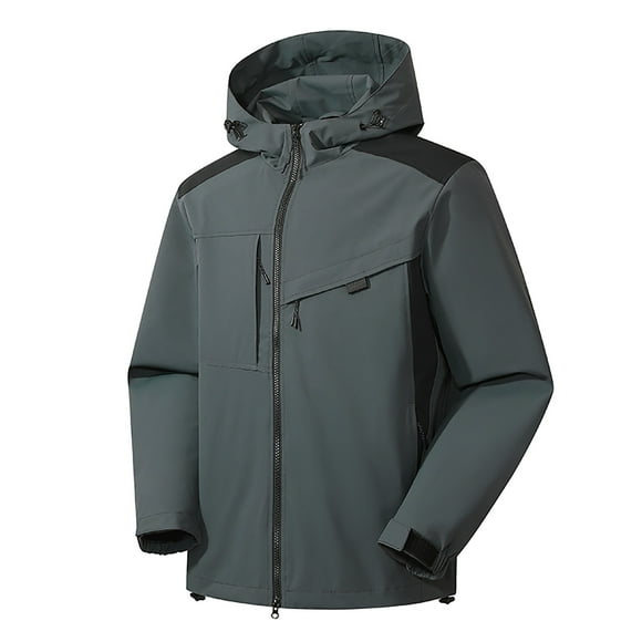 PEZHADA Fall Savings Womens Waterproof Rain Jacket,Windbreaker Travel Jacket,Women's Jacket Warm Coat Raincoats Windbreaker Rain Jacket Hooded Windproof Outdoor Hooded Raincoat Jacket Gray