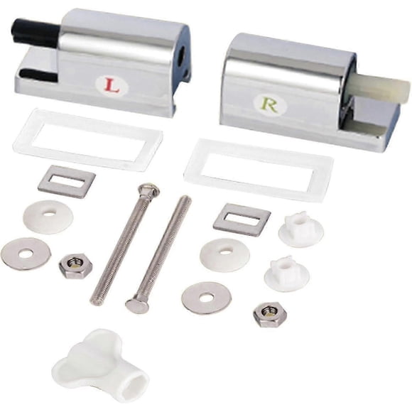 Toilet Seat Hinges Replacement, Soft Close Toilet Fittings Fixing Kit with Installation Accessories for Most Toilet Lids(Silver) g20242307609