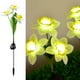 thumbnail image 1 of Luces LED solares para jardín, con forma de flor, de 3 cabezas, decorativas, para exteriores, con forma de narciso, para jardín y patio., 1 of 7