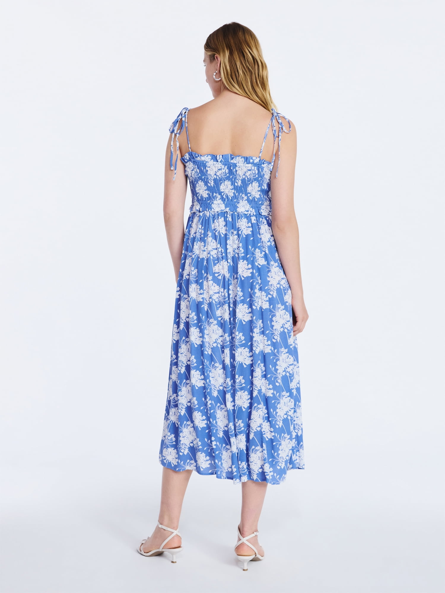 Free Assembly Women's Smocked Peplum Maxi Dress, Sizes XS-XXL