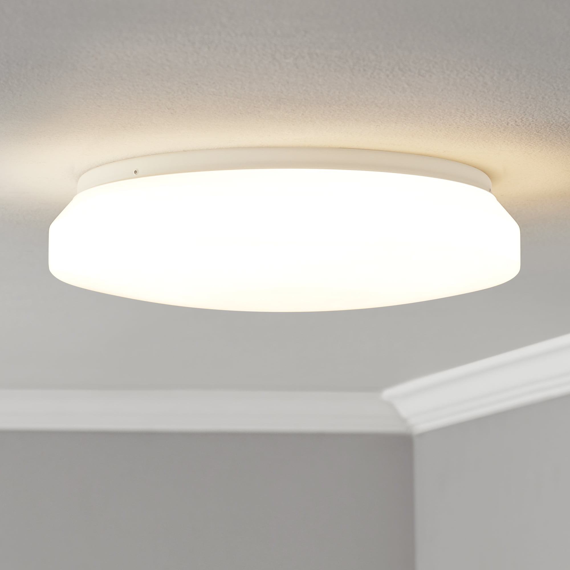 (2 pack) Mainstays 11in 1100lm White Slim Integrated LED Flush Mount Lights 3 Selectable CCT
