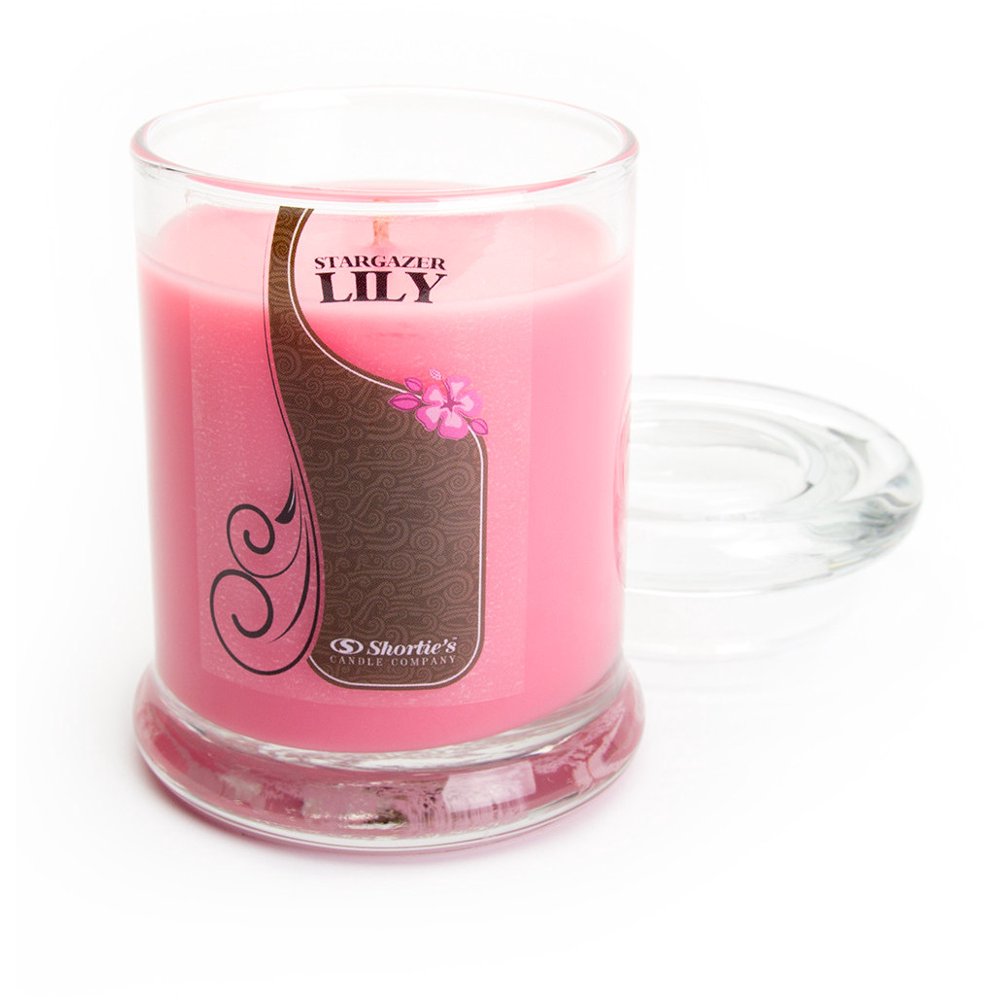 Stargazer Lily Candle Small Pink 6.5 Oz. Highly Scented Jar Candle