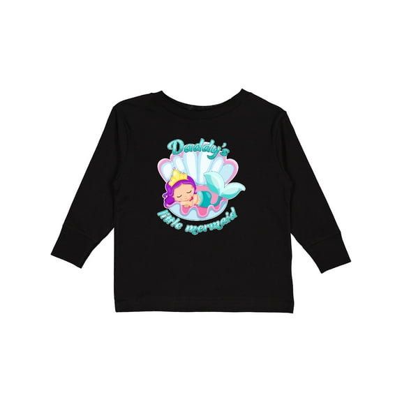Inktastic Daddy's Little Mermaid Girls Long Sleeve Toddler T-Shirt