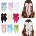 thumbnail image 1 of Pompones Enrollables Lazos Para El Cabello Para Mujer Lazos Rosados ??Grandes Para Niñas Cinta De Pelo Blanco Para El Cabello Colas Largas De Satén Con Pinzas De Cocodrilo Lazo Grande Para El Cabello, 1 of 5