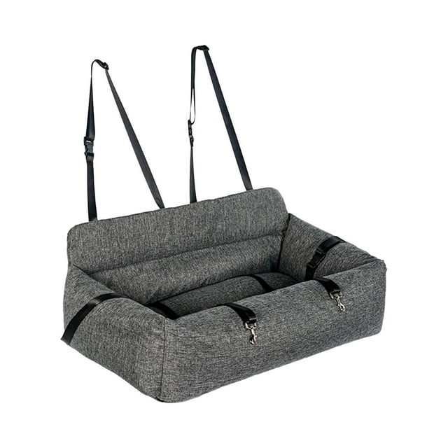 Asiento para perro de coche Asiento r para perro Almohadilla extraíble Portátil Duradero con protección de correa Nido de perrera para perros Lino Gris