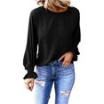 thumbnail image 1 of Camiseta holgada cómoda de Color sólido a la moda para mujer, blusa de manga larga, Tops informales Fridja  bvmnju903, 1 of 6