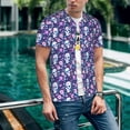 thumbnail image 6 of Picia Skull Purple Flower Pattern Mens Polo Shirts Quick Dry Short Sleeve Golf T Shirt Performance Moisture Wicking Casual Workout Baseball T-shirt-X-Large, 6 of 7