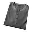thumbnail image 4 of SWSMCLT Men's Waffle Knit Slim Fit Henley Shirt Tee Short Sleeve T Shirt Summer Top Basic Tshirt 3 Button Casual Soft Dark Grey XX-Large, 4 of 4