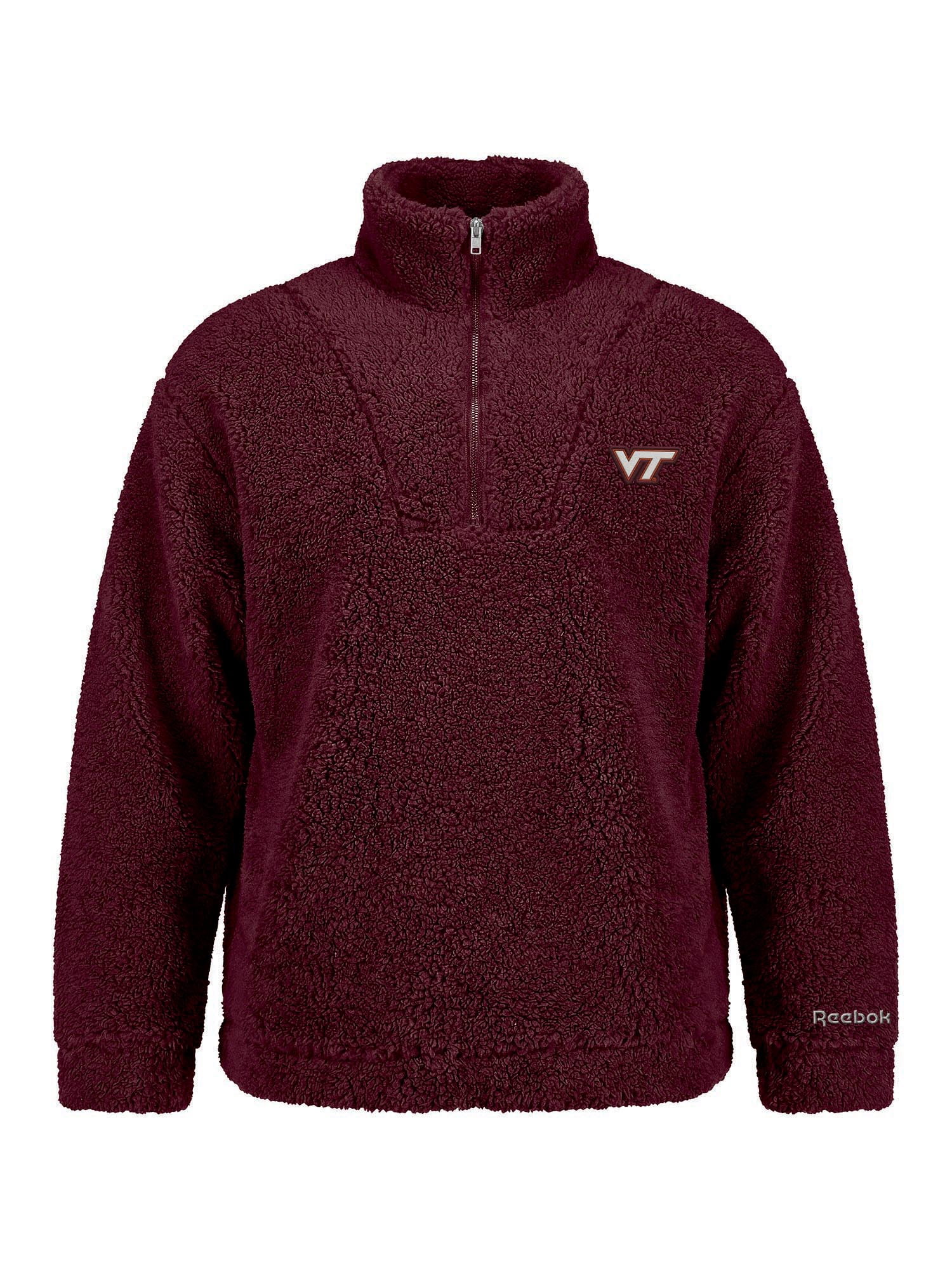 Virginia Tech Hokies Reebok Womens Relaxed Fit Qtr Zip Sherpa Pullover