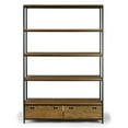 thumbnail image 3 of Alta Brown Pine Wood Display Shelf Etagere Metal Frame Bookcase with Drawers, 3 of 6