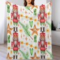 thumbnail image 2 of Christmas Nutcracker Tree Snowflake Blanket Fleece Cozy Warm Xmas Winter Retro Lightweight Throw Blanket for Couch Sofa Bed for Adults Kids Boys Teens Gift 50"x60", 2 of 6