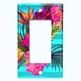 thumbnail image 5 of Metal Light Switch Plate Cover Hibiscus Flower Wreath Teal Stripes FLW031, 5 of 12