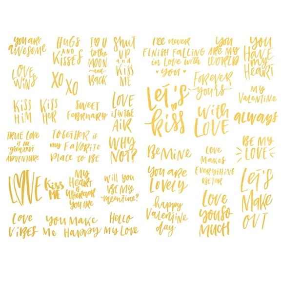 Golden Love Words Text Kawaii Aesthetic Happy Planner Diary Journal Stationery Scrapbooking Clipping Stickers Travel Art Supplies