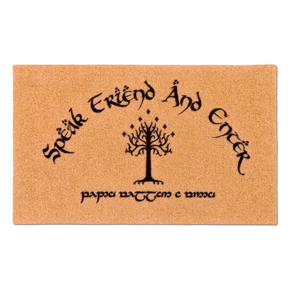 SAIONJI Speak Friend and Enter Faux Coir Doormat, Brown, 29 x 17.5 in