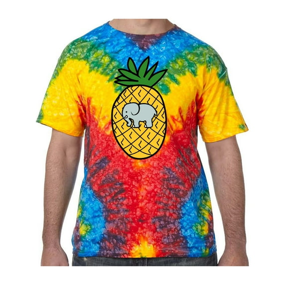 Pineapple Elephant Tie Dye Tee Shirt - Woodstock, Medium