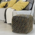 thumbnail image 3 of LR Home Medium Embroidered Geometric Indoor Square Pouf, Black/Yellow, 16" x 16" x 16", 3 of 5