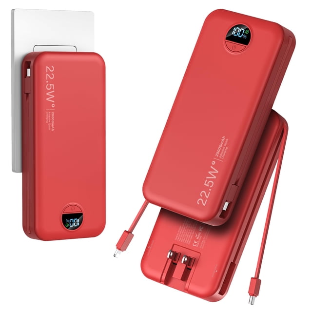 Power Bank aonidi de 20000 mAh con cables integrados y enchufe de pared AC