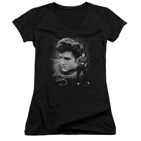 Elvis Presley - Sweater - Juniors Cap Sleeve V-Neck Shirt - Large