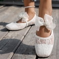 thumbnail image 6 of Gpaecead Women's Bow Lace Mary Jane Flats Square Toe Breathable Mesh Non Slip Shoes For Summer And Casual, White, 6 of 8