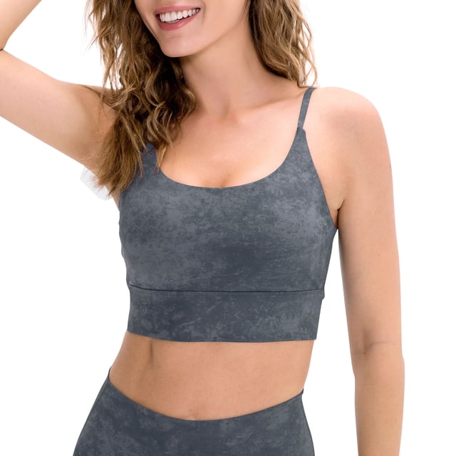 Women Sports Bra Print Stretchy Breathable Removable Pad Yoga Running