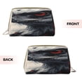 thumbnail image 3 of Naloa Red Black Ink Style Bald Eagle Leather Makeup Bag for Purse Travel, Portable Small Cosmetic Organizer for Women and Girls, Make up Bag with Zipper, 3 of 8