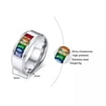 thumbnail image 2 of Rainbow Colorful Crystal Titanium Steel Ring Men Women Engagement Band Size 5-12, 2 of 6