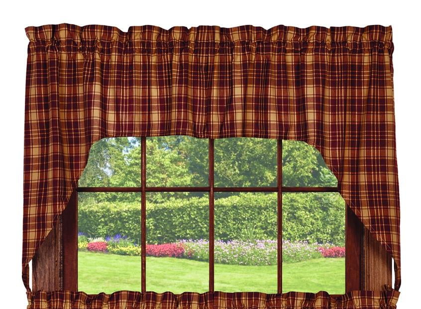 tan Pinecone SWAG window curtain brown green country hunting cabin lodge red 