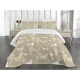 thumbnail image 3 of Ambesonne Dog Lover Quilted Bedspread Set 3 Pcs, Pet Animals Leash, Queen Size, Tan White, 3 of 5
