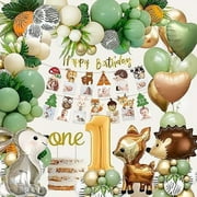 MMTX Birthday decoration 1 year, 1st birthday boy, jungle children's birthday decoration 1 year, green balloon 1st birthday for 1 birthday boy girl first birthday wild one birthday decoration