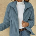 thumbnail image 2 of felwors Women's Full Zip Fleece Jacket Winter Casual Long Sleeve Lapel Collar Oversized Sherpa Coat Fall Outerwear Light Blue, XL, 2 of 6