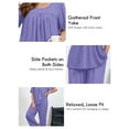 thumbnail image 4 of SHOWMALL Plus Size Outfit Set for Women, Purple Gray 5X Short Sleeve Pleated Top & Pocket Pants, Soft Double-Brushed Matching Lounge Pajama Set, 4 of 8
