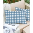 thumbnail image 6 of Blue White Plaid Throw Pillow Covers, Gradient Geometric Buffalo Checkered Soft Breathable Pillow Cases with Invisible Zipper for Sleeping, Small Pillowcases for Couch Bed Sofa Chair 16x24 Inches, 6 of 6