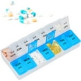 thumbnail image 1 of 7 días: pastillero para tomar medicamentos por la mañana y por la noche - No más olvidos de comprimidos 2 compartimentos: pastillero con 14 compartimentos para clasificar según AM (mañana), 1 of 5
