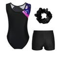 thumbnail image 2 of TiaoBug Kids Girls Sleeveless Gymnastics Leotards Dance Ballet Unitard with Shorts Hair Band Set Hot Pink&Black 14, 2 of 5