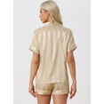thumbnail image 3 of DARING DIVA Women's Satin Button Down Shirt and Shorts Pajama Set M Champagne, 3 of 5