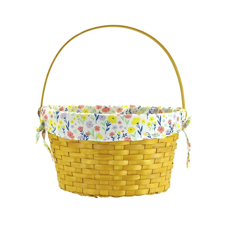Way to Celebrate Easter Extra-Large Round Woodchip Basket with Floral Liner  
