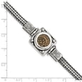 thumbnail image 4 of Diamond2Deal 925 Sterling Silver and Bronze Antiqued Widow's Mite Coin Bracelet for Women 7", 4 of 6