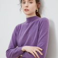 thumbnail image 1 of Suéter de lana mernu australiano de primera línea listo para usar, suéter de lana de color sólido de punto de media altura para mujer, 1 of 6