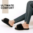 thumbnail image 4 of LongBay Women's Fuzzy Faux Fur Memory Foam Cozy Flat Spa Slide Slippers Comfy Open Toe Slip On House Shoes Sandals, 4 of 6