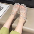 thumbnail image 5 of CYRBOKO Jelly Sandals for Little Girls, Soft Soled Open Toe Beach Casual Flat Shoes Silver Size 10(Little Kids), 5 of 6