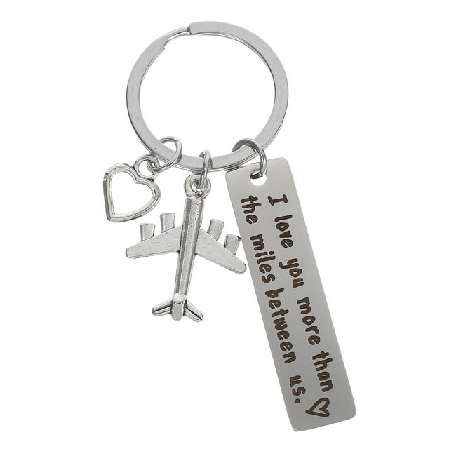 Llavero de acero inoxidable con forma de avión, colgante creativo con texto "Te amo", para parejas, esposa, novio y novia.