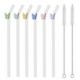 thumbnail image 7 of Threns 5/6Pcs Reusable Drinking Straws Clear Glass Drinking Staws with Cleaning Brush Cute Butterfly Cherry Mushroom Straws, 7 of 7
