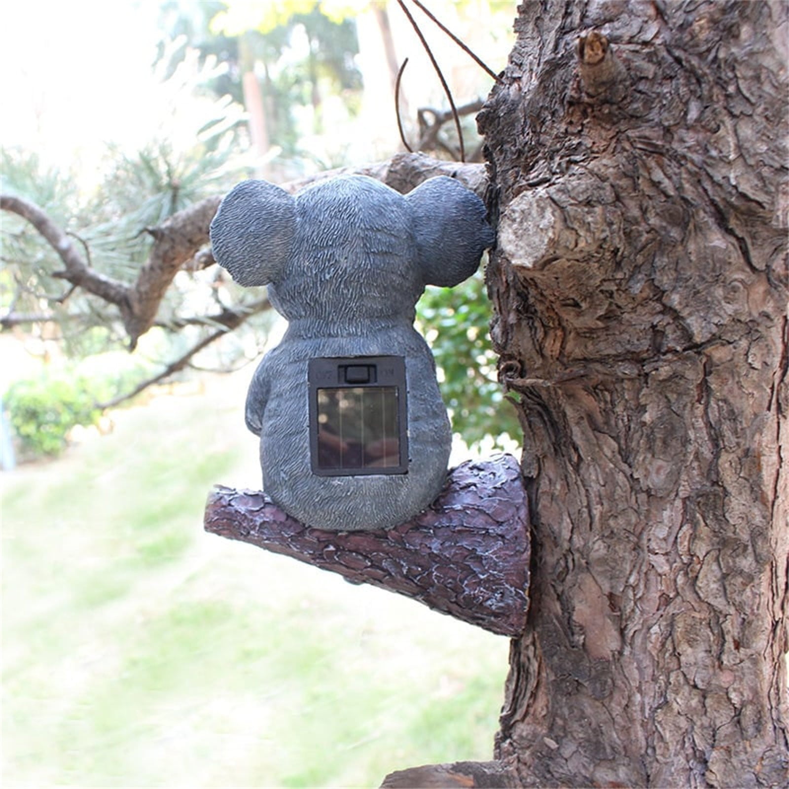Clearance Desktop Ornament under $15,Solar Charging Baby Bear&Koala Reading Book Sculpture Resin Animal Statue Outdoor Decoration With Solar LED Lights Yard Art Sculpture For Yard Patio Porch De
