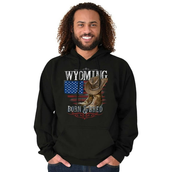 Wyoming Born and Bred Western Cowboy Men's Big & Tall Graphic Hoodie Brisco Brands 2X
