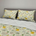 thumbnail image 2 of Retro Comforter & Sham Bedding Set, Vintage Inspired Nature Depiction with Doodle Style Blooming Flower and Leaf Motifs, 3 pcs Duvet Set Microfiber Filling Quilt, 5 Sizes, Multicolor, by Ambesonne, 2 of 4