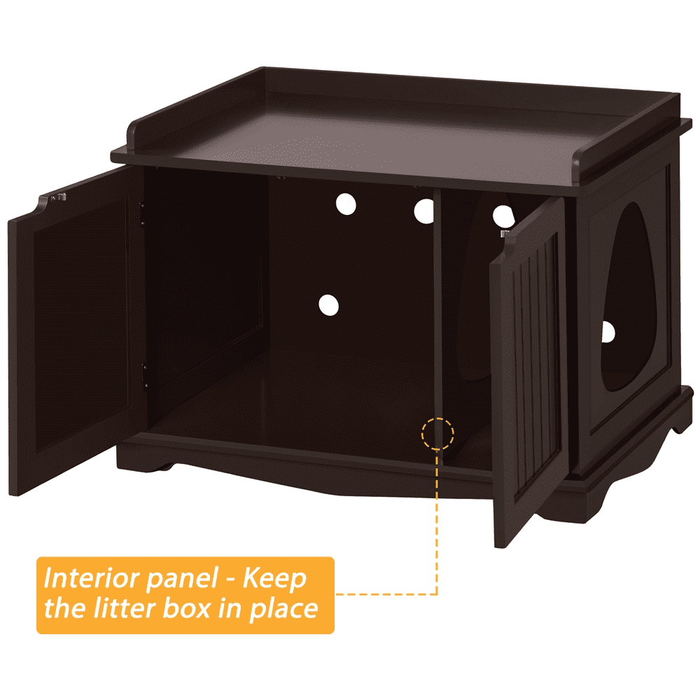 Alden Design Wooden Pet Litter Box End Table with Door, Espresso Finish