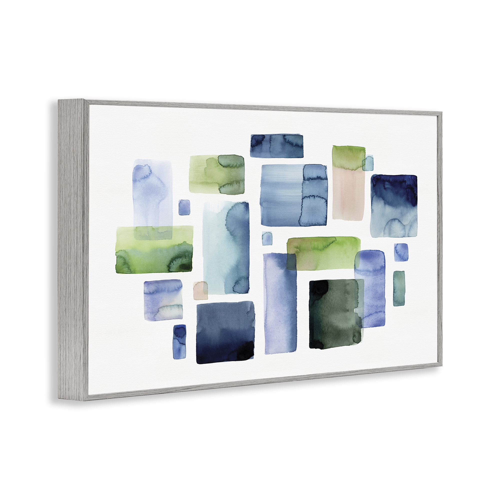 Stupell Industries Asymmetrical Watercolor Shapes Abstract Painting Gray Framed Art Print Wall Art, 30 x 20
